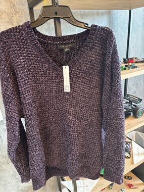 Sanctuary Chenille V-Neck Sweater - Deep Plum